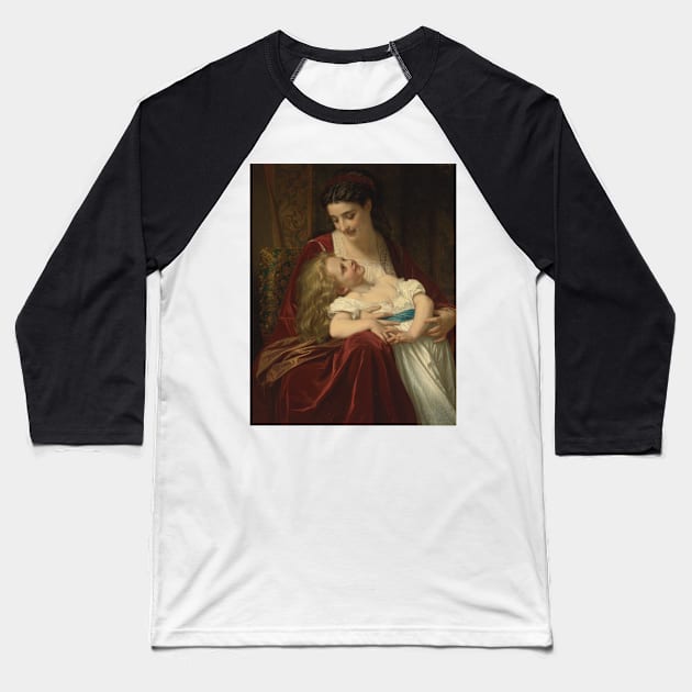 Maternal Affection by Hugues Merle Baseball T-Shirt by Classic Art Stall